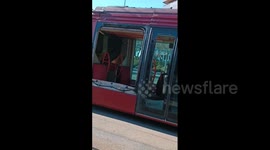 Storm Frederico: Strong winds blow out windows of tram in Clermont-Ferrand, France