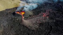 Archive footage of the Fagradalsfjall volcano in Iceland