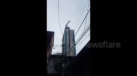 Tower block crane collapses following Philippines earthquake
