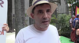 Interview at the act in defense of the Palestinian people in Sao Paulo, Brazil
