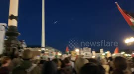 Hundreds of pro-Palestinian protesters outside Union Station chant, “Ceasefire now!”