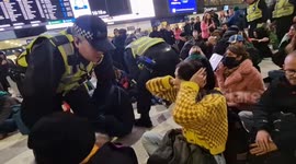 Ceasefire now!: Just Stop Oil activists join Palestine supporters in Waterloo sit-in