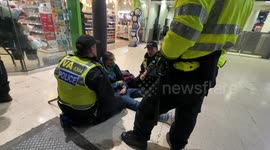 Police arrest four pro Palestinian protestors after refusing to move from Waterloo