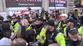 Police push pro-Palestine demonstrators out of Waterloo station in London