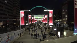 England fans react to Everton's 10 point penalty in the Premier League in London, UK