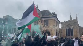 Hundreds of pro-Palestine protesters rally in Peterborough, UK