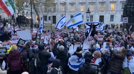 Thousands of pro-Israel protesters gather outside Downing St calling for the release of hostages held by Hamas