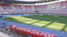 Footage of the stadium where North Macedonia are set to face England in Skopje, North Macedonia