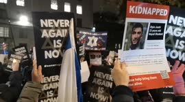 At the Never Again Is Now Prayer event in Whitehall a prayer is made in both Jewish And English