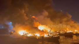 Massive blaze engulfs boats at fishing harbour in southern India