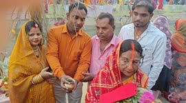 large Hindu devotees has faithful gathered for the Chhath Puja festival beside in Northern India