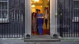 Rishi Sunak and his family light candles in Downing Street for Diwali in London, UK