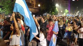 Argentina presidential election: Javier Milei supporters celebrate in Buenos Aires as right-wing libertarian wins