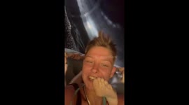 Boy's opinion on 'boring' water slides changes in a FLASH after going down a Tenerife water slide
