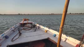 Moving with boat in the river