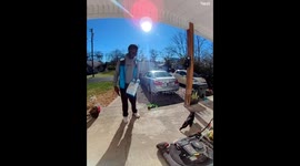 Amazon delivery driver taken aback as pet cat appears to say 'hello' to him