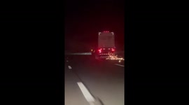 Sparking Truck Loses A Wheel