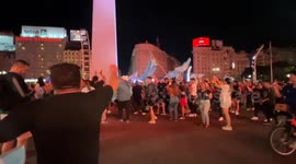Supporters Arriving to the Obelisco after Javier Milei Wins Presidential Runoff in Buenos Aires, Argentina