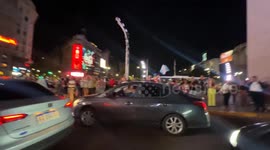 People Celebrating Milei's Victory At Obelisco de Buenos Aires in Argentina
