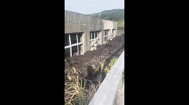 Exploring an abandoned school swallowed by lava on volcanic island in Japan