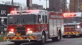 Firefighters extinguish a house fire in Windsor, ON, Canada