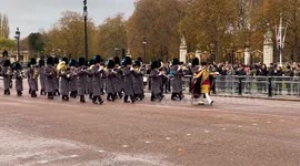 Procession for the State Visit of the President of South Korea arrives at Buckingham Palace