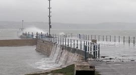 Storm Babet hits Weymouth on the Jurassic Coast of Dorset, UK, October 18th 2023