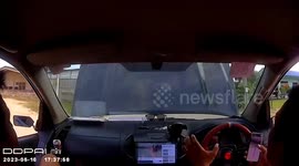 Motorist forced to stop abruptly after hood pops open and blocks driver's view