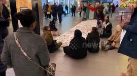 Pro-Palestine protesters stage a sit-in in King’s Cross station