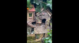 Mouse Family Explores Tiny Garden Village