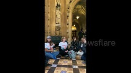 Pro-Palestine activists stage sit-in protest at Parliament calling for permanent ceasefire in Gaza