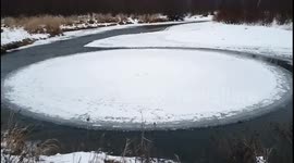 Mesmerising giant ice circle spins on river in northern China