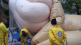 2023 Thanksgiving parade balloon inflation in New York, USA