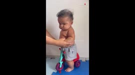 Toddler's tricycle adventures canceled after the ride collapses before episode 1
