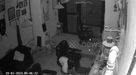 A truck tire exploded, causing a hair salon to have broken the door and lights