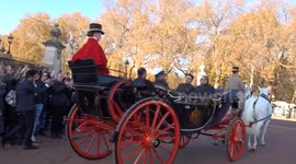 State carriages, royal vehicle and 1 PAK diplomatic car of Pakistan leave Buckingham Palace - London