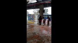 Balance becomes people's most formidable foe during intense rain