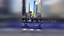 NYPD Marching Band Steals the Show at Macy's Thanksgiving Day Parade in New York, NY, USA