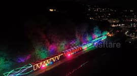 First evening of The Christmas Train of Lights festive service on the Dartmouth Steam Railway in Devon, UK