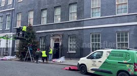 Christmas tree installed at 10 Downing Street in London, UK