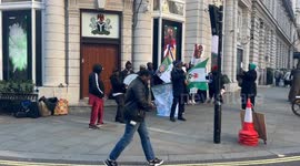 A group of Nigerians rally for Nigerian president in London, UK