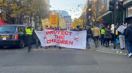 Group of protesters rally for protection of children’s rights in London