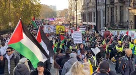 Thousands of people march in solidarity with Palestine in central London