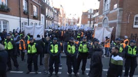 Extremist group - banned in many countries - holds rally in London as pro-Palestinians march through the city
