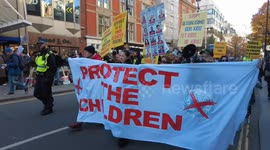 Protest and march against the UK government's child education program that sexualizes and grooms children in London, UK