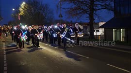 Queenborough Christmas lights parade in Kent, UK