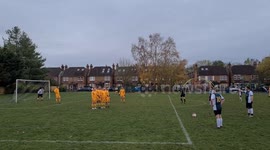 Hilarious moment Sunday league footballer scores goal with his BUM