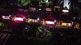 Aerial view of the Coca-Cola Christmas tree inaugurated at Parque Villa Lobos in São Paulo