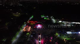 Aerial view of the Coca-Cola Christmas tree inaugurated at Parque Villa Lobos in São Paulo