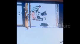 Baby survives unscathed as stroller crushed by falling debris during apartment renovation in China